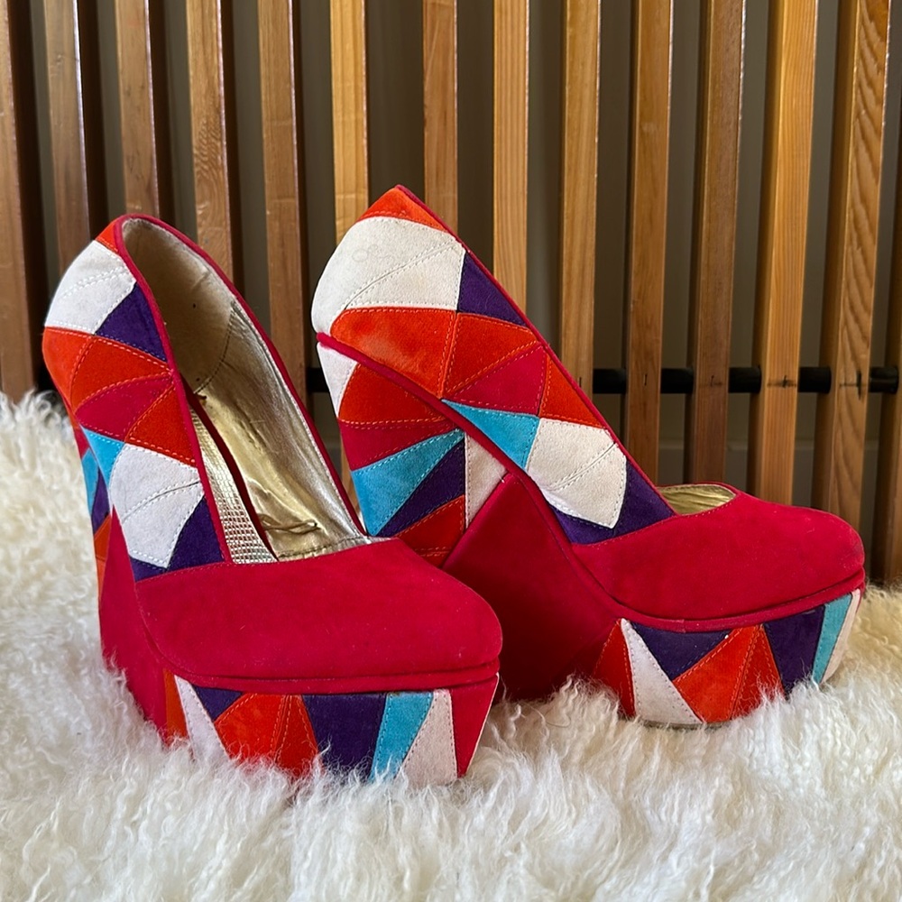 Funky Multi-Color Wedge Platform Sz.10 - image 1